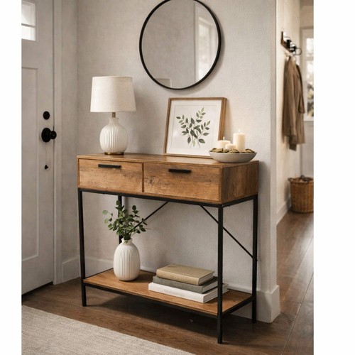 Rustic oak console table - console, 2