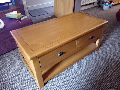 Drawer oak coffee table - drawer,