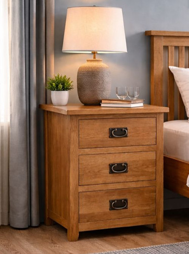 Oak drawer wide bedside - oak,