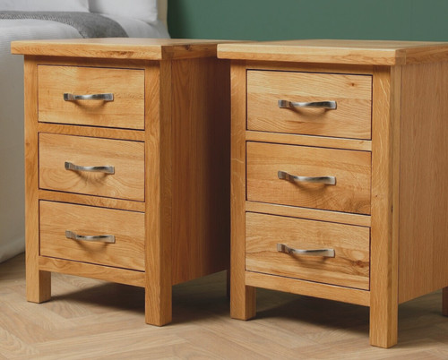 Oak drawer bedside cabinets - oak,