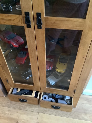 Solid oak glass door display