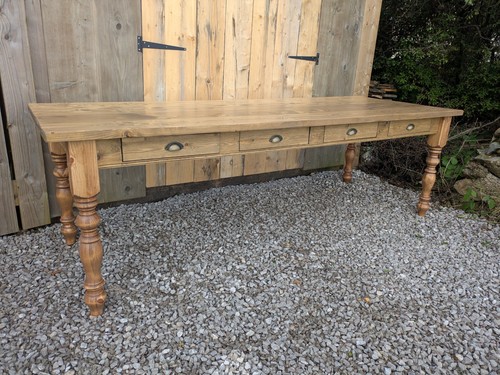 Pine plank farmhouse table - pine,