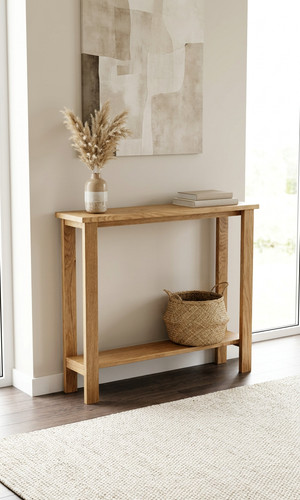 Slim solid oak console table - oak,