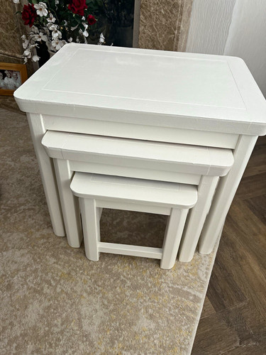 Off white painted wood nesting - wood,