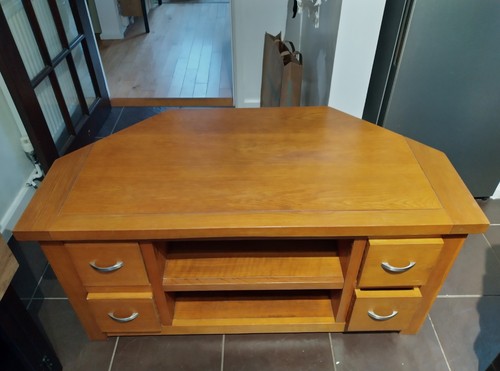 Solid oak multimedia stand - solid,