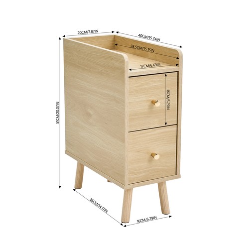 Narrow slim bedside table with - bedside,